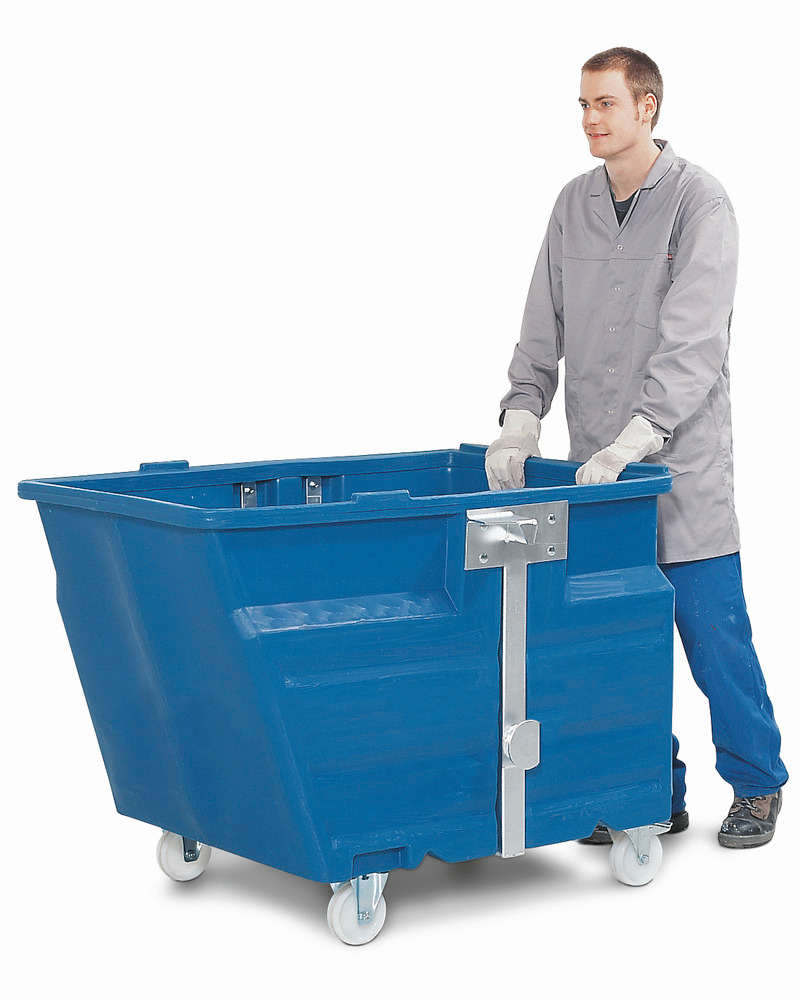 Bulk material container in polyethylene (PE) with castors, 600 litre volume, blue - 1