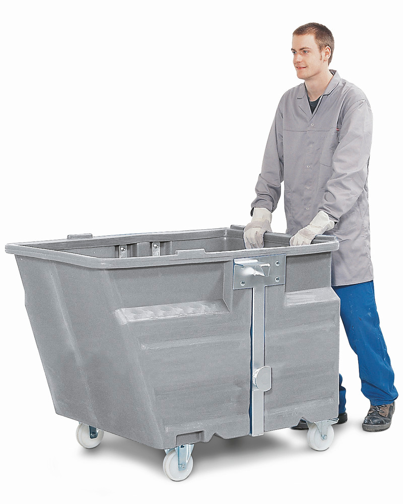 Bulk material container in polyethylene (PE) with castors, 600 litre volume, grey - 1