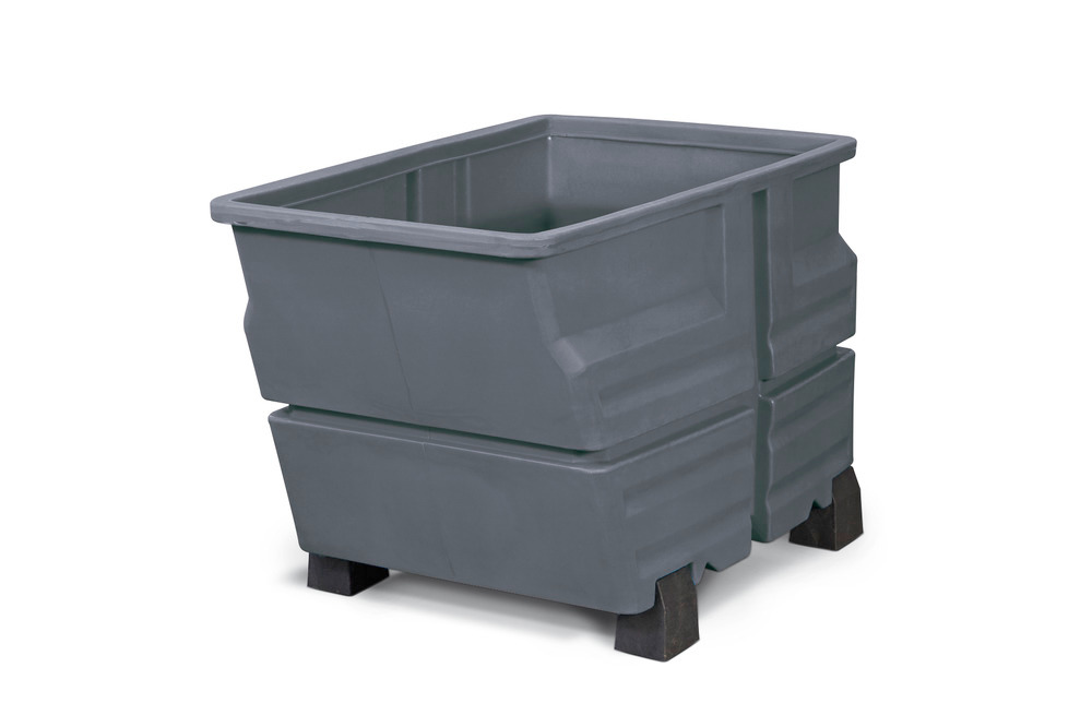 System container of polyethylene (PE) with feet, 800 litre volume, grey - 1