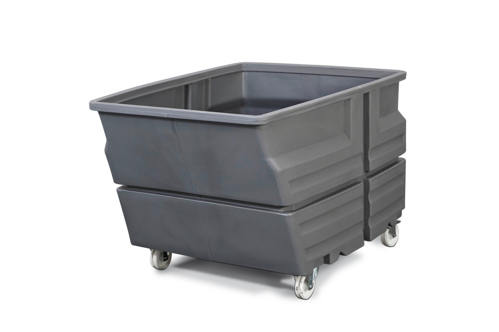 System container of polyethylene (PE) with castors, 800 litre volume, grey - 1
