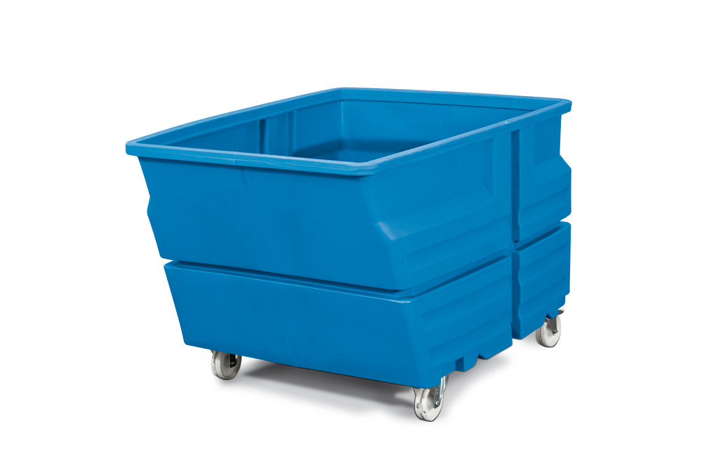 Systembehälter aus Polyethylen (PE), mit Rollen, 800 Liter Volumen, blau - 1
