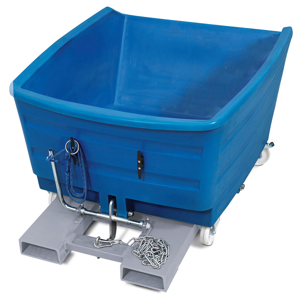 Tippbehållare av polyeten (PE) för tung last, volym 1000 liter, blå - 1