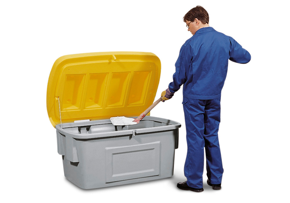Streugutbehälter SB 400 aus Polyethylen (PE), 400 Liter Volumen, gelber Deckel - 1