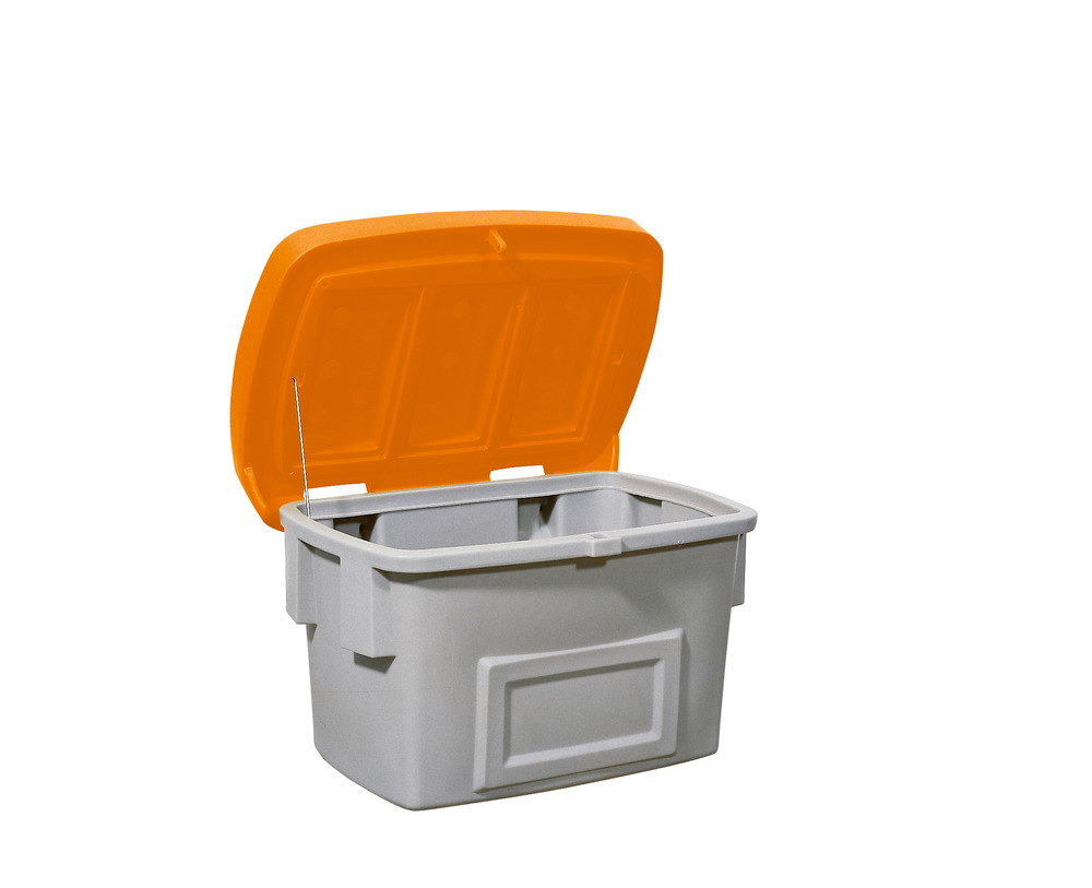 Contenitore per materiali da spargere SB 200 in polietilene (PE), da 200 litri, coperchio arancione - 1