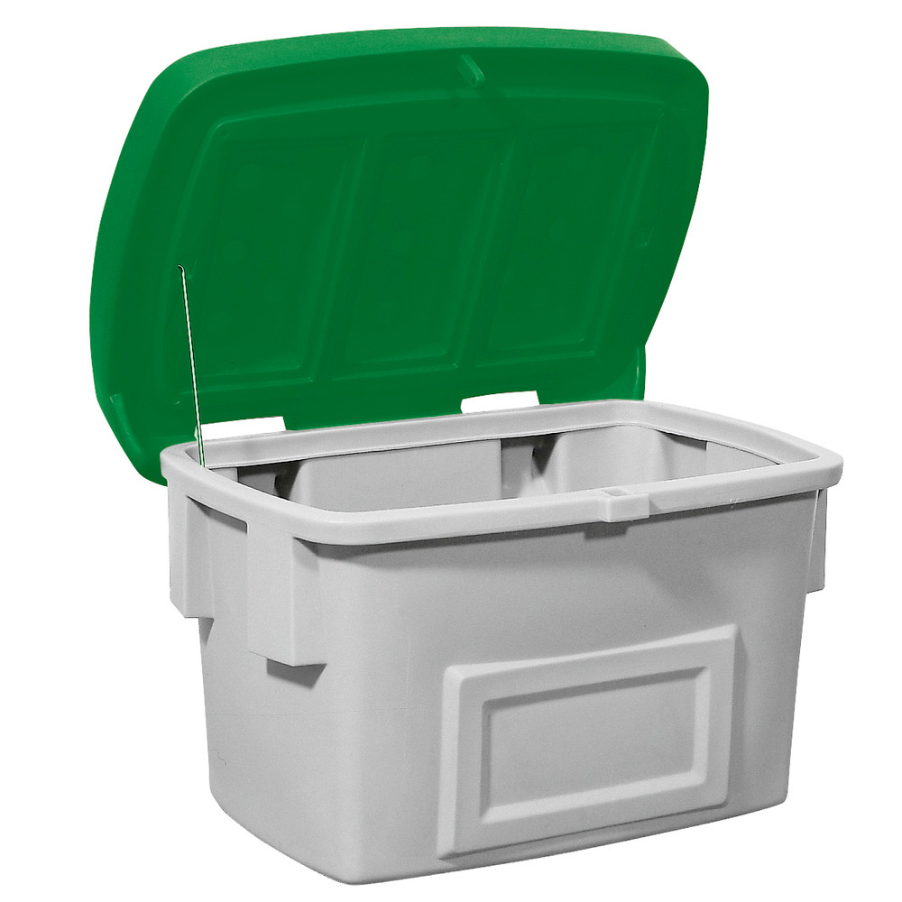 Szóróanyag tároló SB 200, polietilénből (PE), 200 literes, zöld fedél - 1