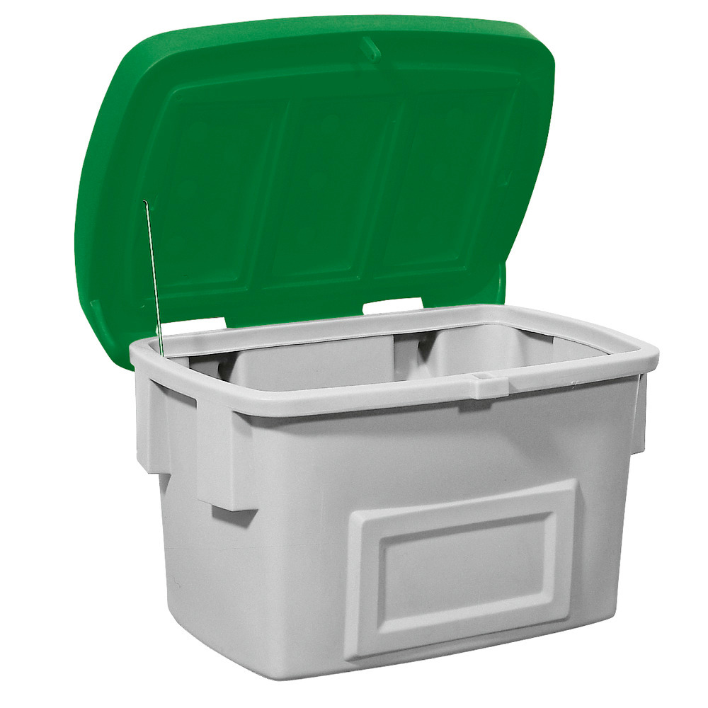 Streugutbehälter SB 1000 aus Polyethylen (PE), 1000 Liter Volumen, grüner Deckel - 1