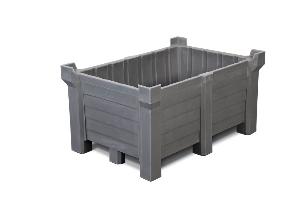 Stackable container PolyPro in PE, 260 litre volume, 240 litre containment volume, closed, grey - 1