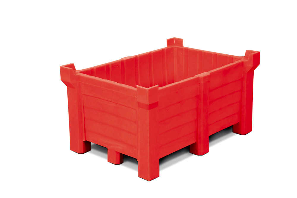 Stapelbehälter PolyPro aus PE, 260 Liter Inhalt, 240 Liter Auffangvolumen, geschlossen, rot - 1