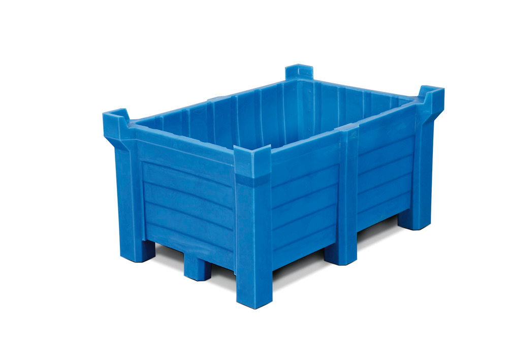 Stackable container PolyPro in PE, 90 litre volume, 70 litre containment volume, closed, blue - 1