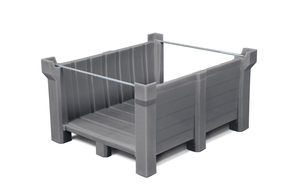 Stackable container PolyPro in PE, 260 litre volume, open front, grey