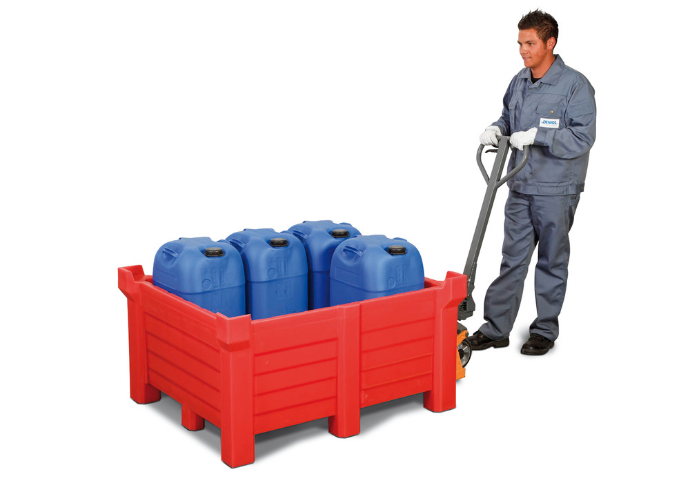 Stackable container PolyPro in PE, 300 litre volume, 280 litre containment volume, closed, red - 3