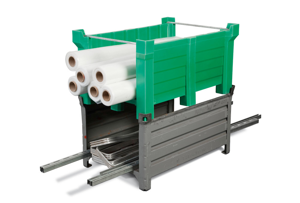 Stackable container PolyPro in PE, 300 litre volume, open front, green - 2