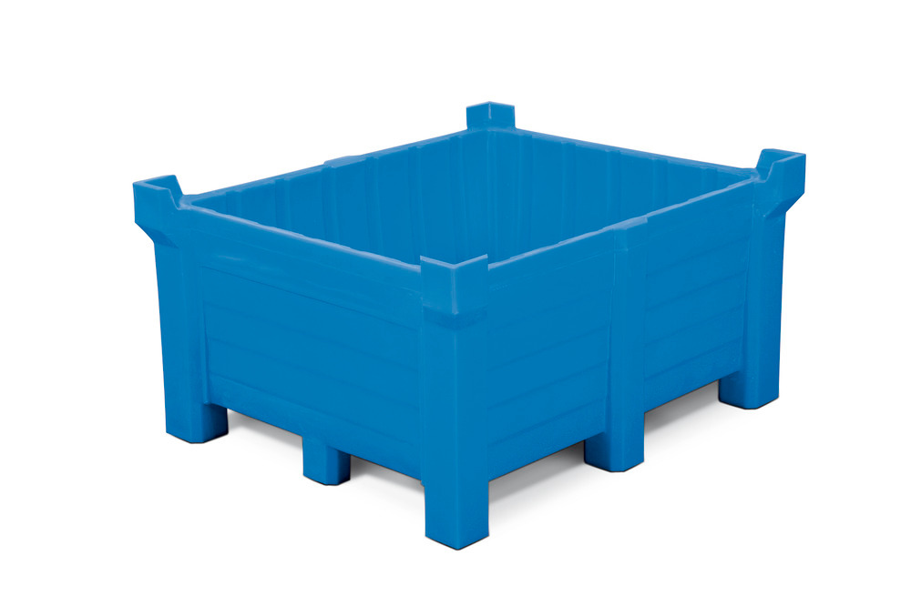 Stohovatelná nádoba PolyPro z PE, obsah 400 litrů, záchytný objem 360 litrů, uzavřená, modrá - 1