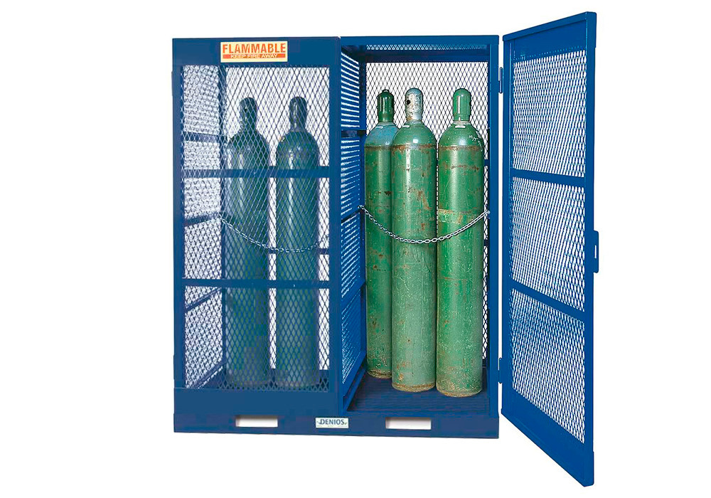 Gas Cylinder Storage with Floor Plate - Vertical - 10 to 20 Cylinders - Lockable - Painted Steel - 1
