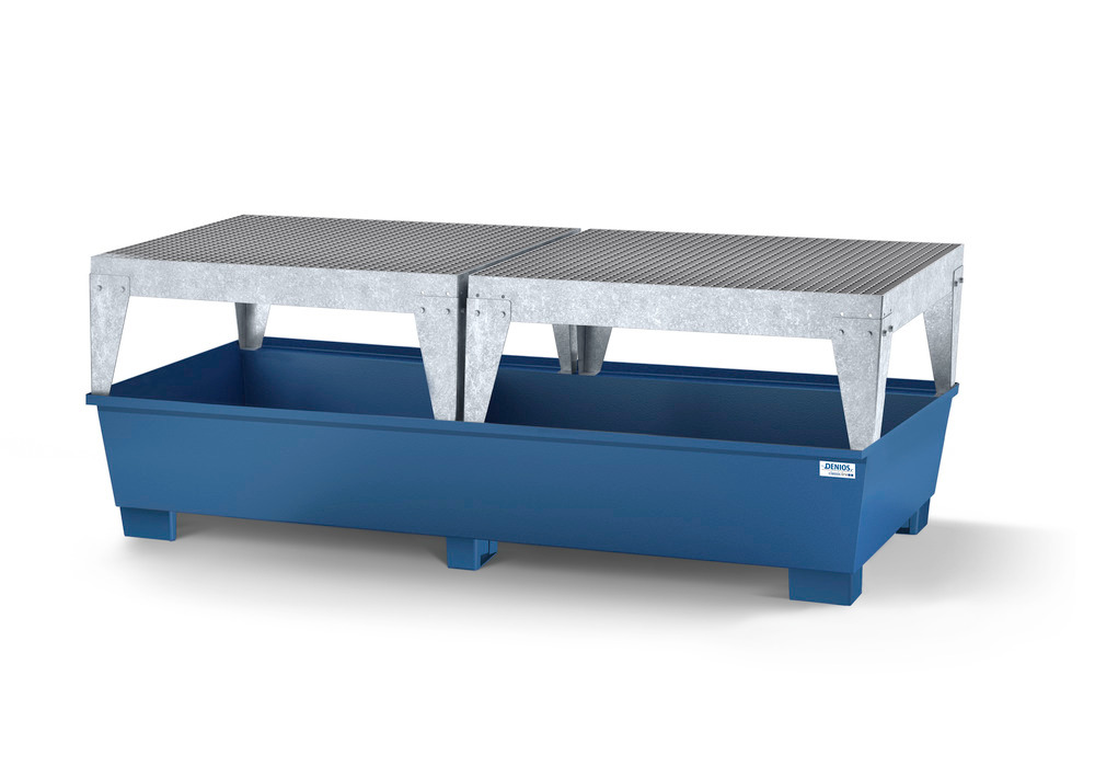 Spill pallet classic-line in steel for 2 IBCs, painted, 2 dispensing platforms - 1