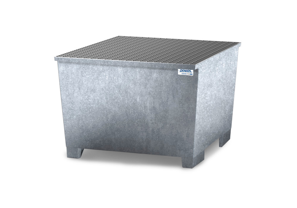 Spill pallet classic-line in steel for 1 IBC, galvanised, grid - 1