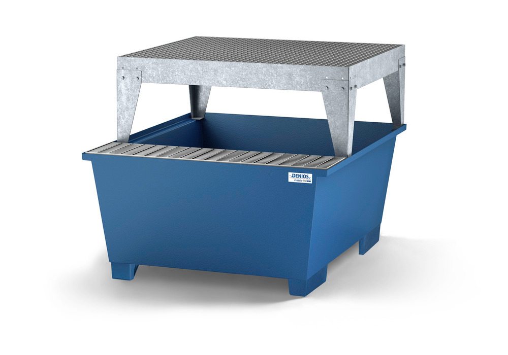Spill pallet classic-line in steel with dispensing area for 1 IBC, painted, dispensing platform - 1