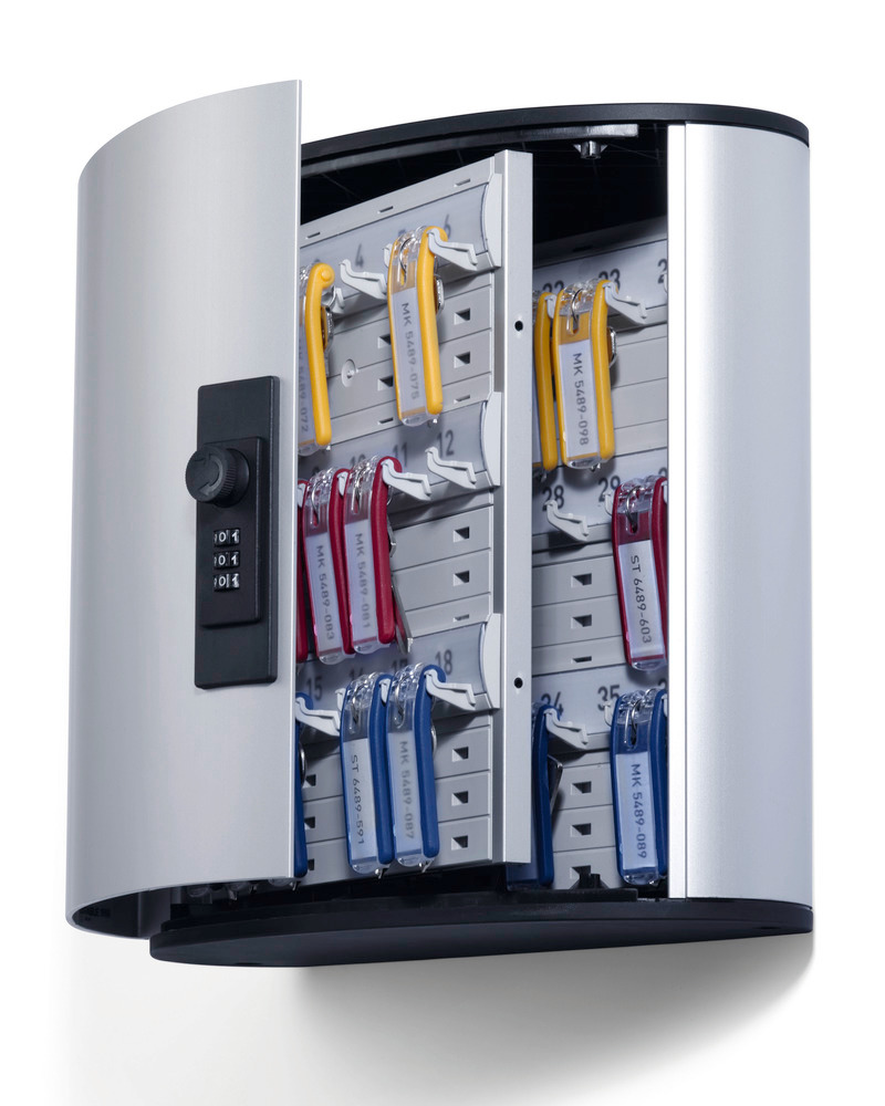 Key cabinet 36-M in aluminium with mechanical lock and 36 hooks - 1