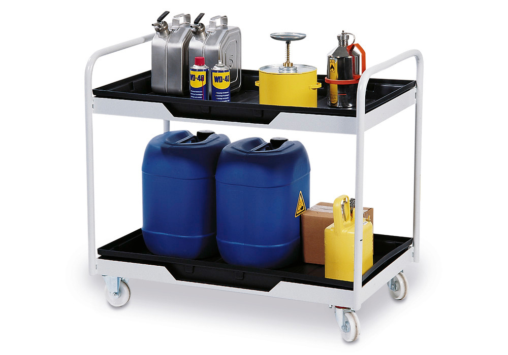 Mobile work table with 2 PE sump pallets, collection volume 2 x 30 litre - 1