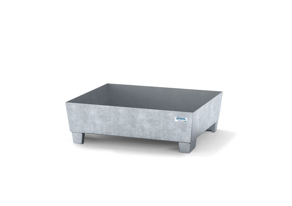 Spill pallet classic-line in steel for 1 drum galv., accessible underneath, no grid, 635x785x278 - 1