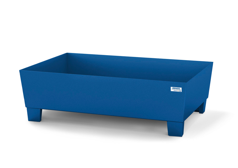 Spill pallet classic-line in steel for 1 drum, painted, accessible underneath, no grid, 1236x815x355 - 1