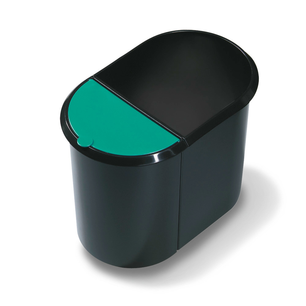 Waste paper bin Duo, with base and insert, 29 litre volume, black/green - 1