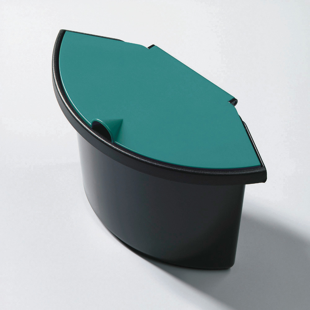 Contenedor accesorio con tapa, para papeleras de 18 litros, volumen de 2 litros, negro / verde - 1
