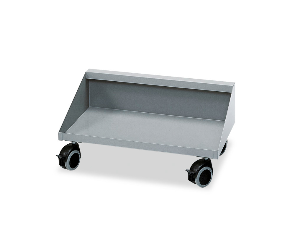 Rullvagn av stålplåt, för samlingsboxar 3 x 15 liter, grå - 1
