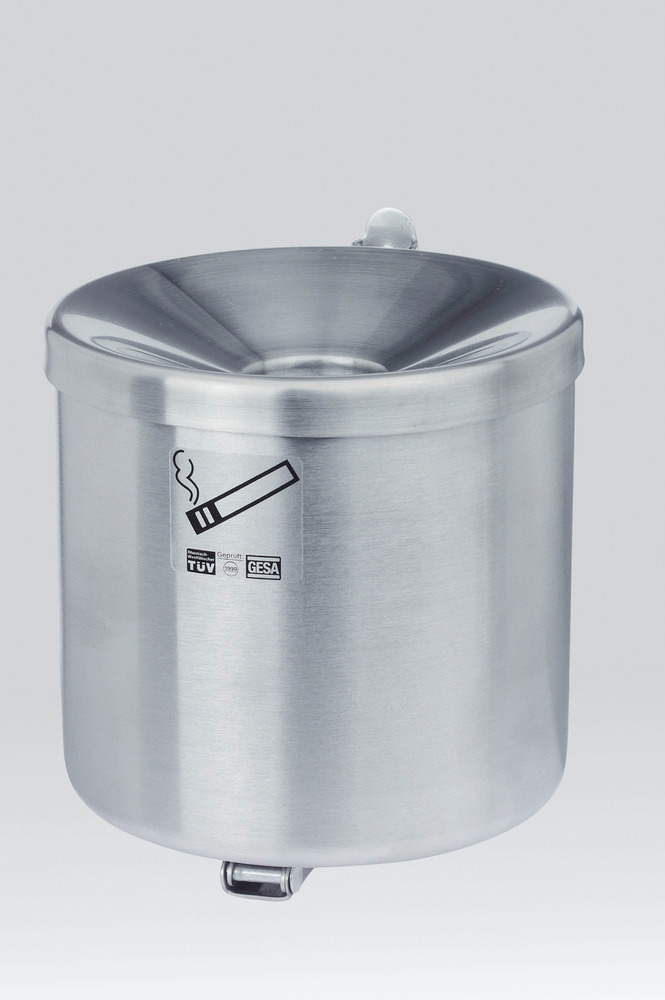 Self extinguishing wall mounted ashtray stainless steel, 0.6 litre volume - 3