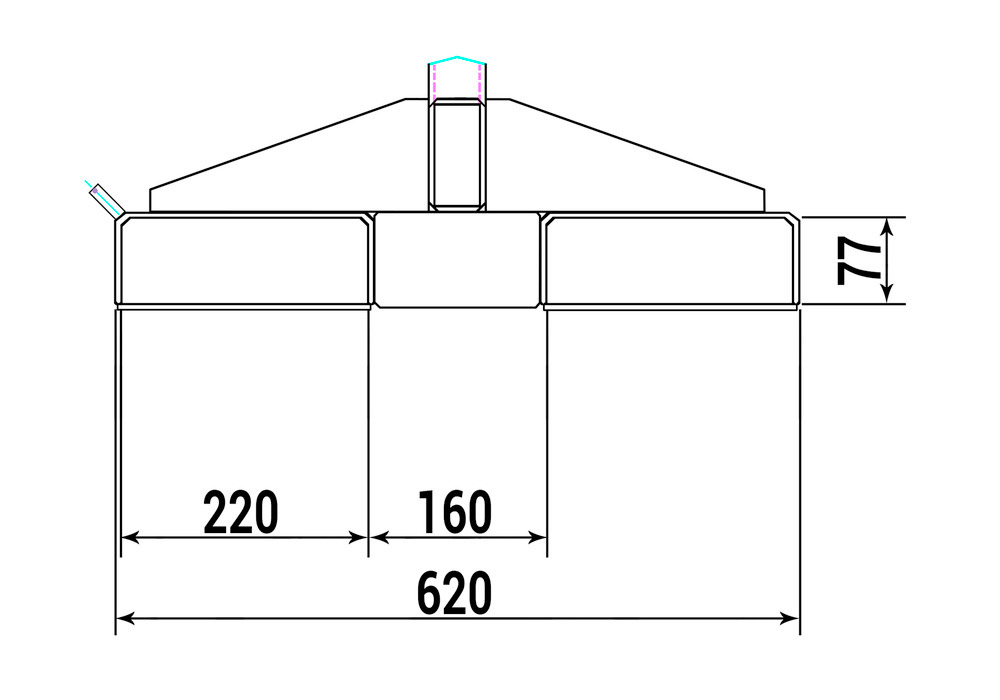Braço de carga para empilhador, inclinação 25º, capacidade de carga 350 - 1000 kg, galvanizado - 4