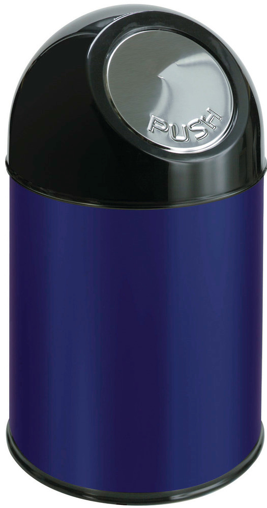 Push-Abfallbehälter aus Stahl, 30 Liter Volumen, blau - 1