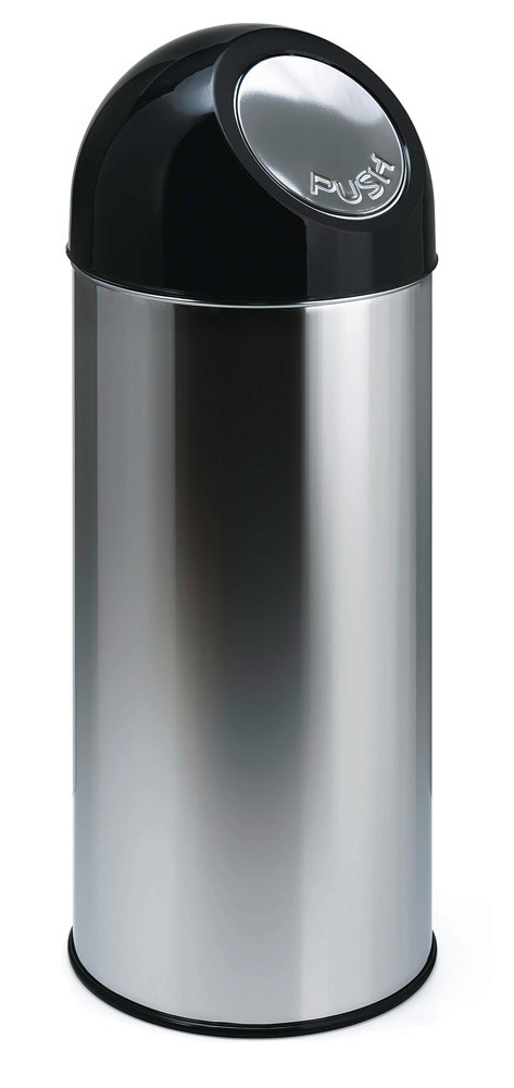 Push-avfallsbehållare av rostfritt stål, med innerbehållare, volym 40 liter - 1
