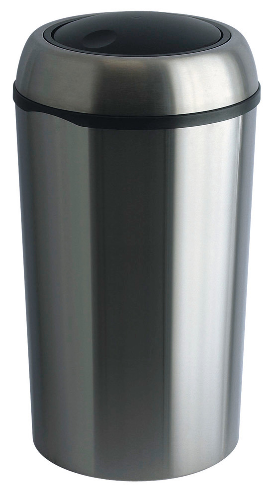 Contentor de resíduos em aço inoxidável, com tampa basculante, redondo, volume de 75 litros - 1