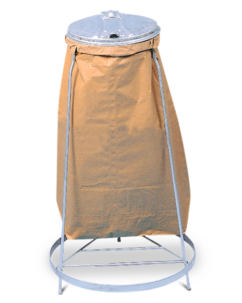 Soporte para bolsas de basura de acero, para sacos de 120 litros, con tapa de metal, fijo - 1