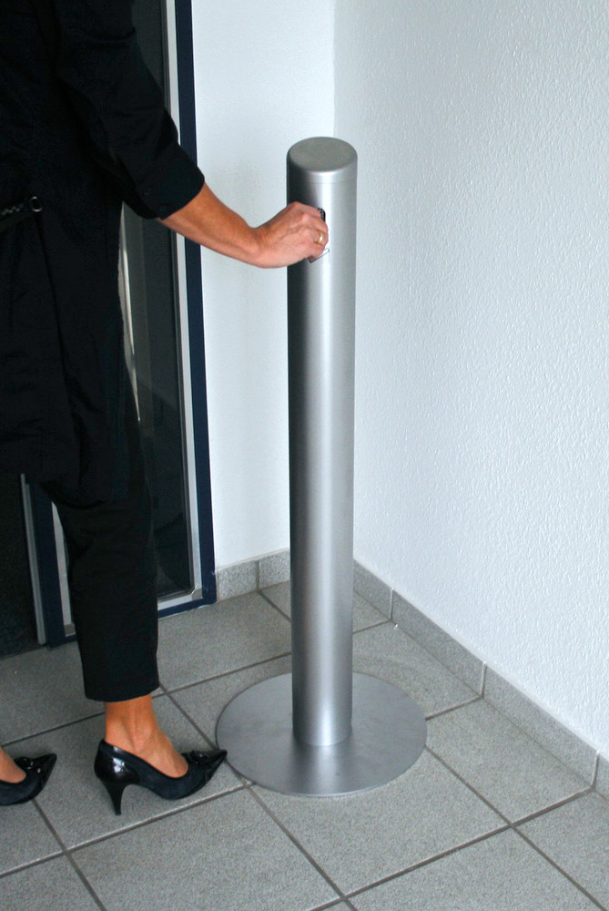 Cinzeiro de pé formato estreito, com filtro de segurança, prateado - 2