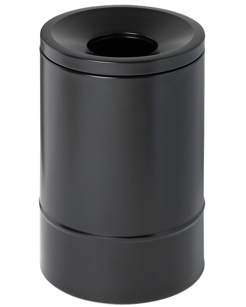 Self-extinguishing waste paper bin, 30 litres, steel, black - 1