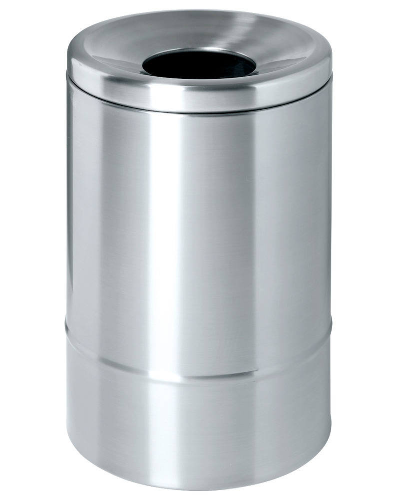 Self-extinguishing waste paper bin, 30 litres, stainless steel - 1