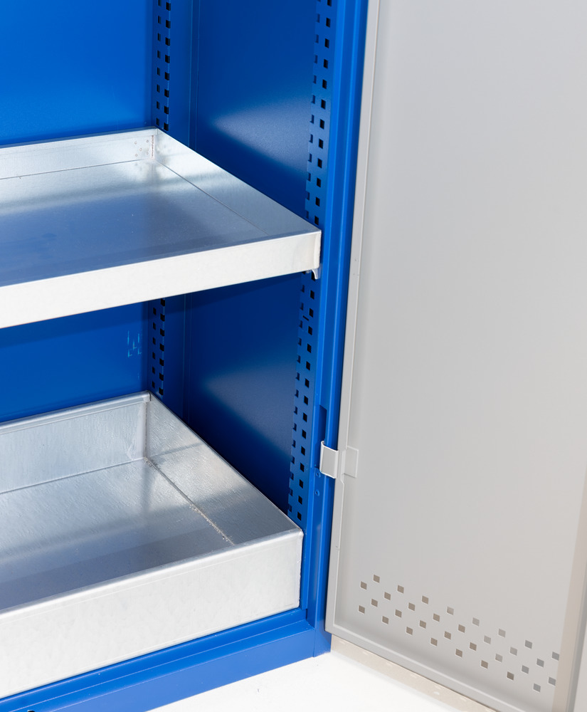 Vegyszertároló-szekrény Protect CS 104, szárnyas ajtókkal, padlólemezzel és 3 kármentő tálcával - 4