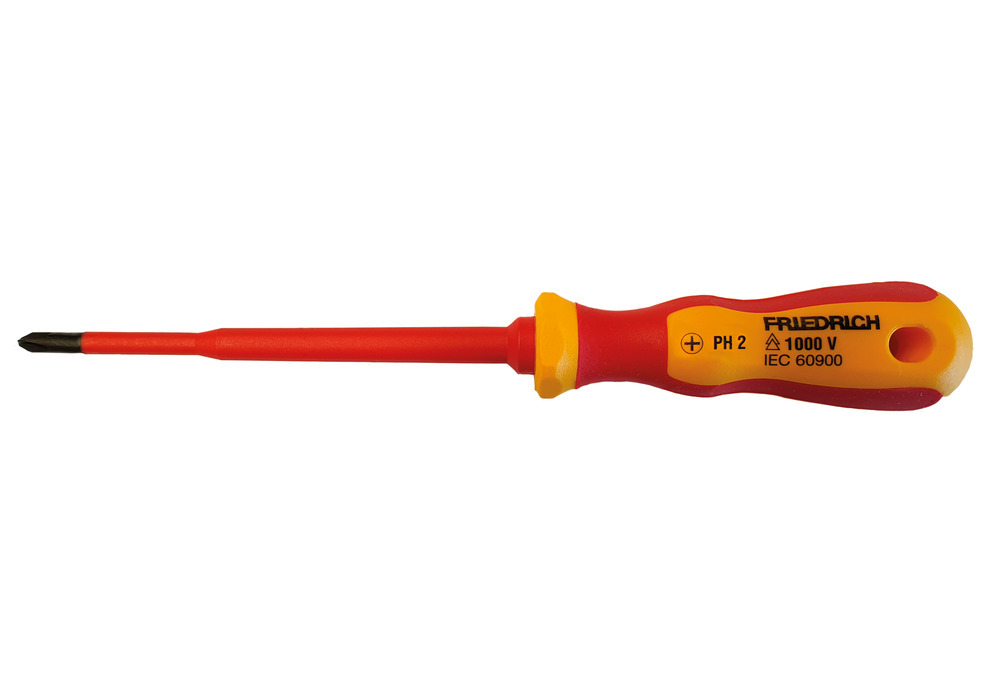 Phillips screwdriver Slim-Line, 6 mm x PH2, ergonomic 2C handle, MoV steel, insulated 1000 V