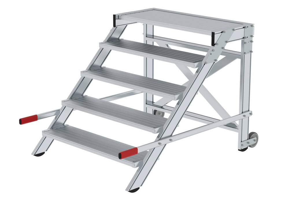 Arbeitsplattform fahrbar, aus Aluminium, 5 Stufen, Stufenbreite 1000 mm - 1