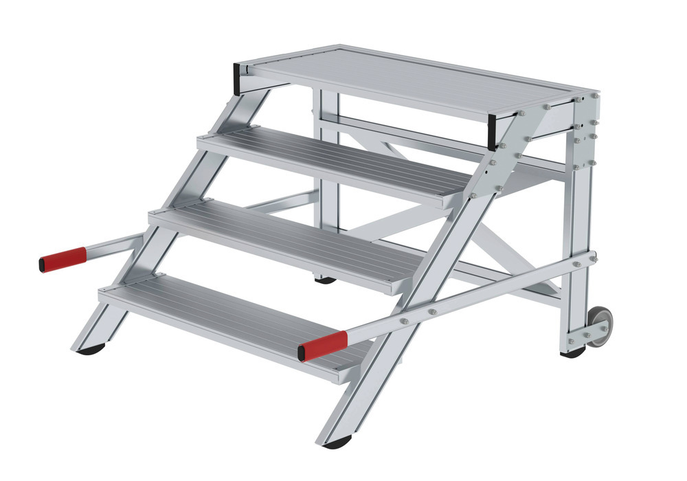 Arbeitsplattform fahrbar, aus Aluminium, 4 Stufen, Stufenbreite 1000 mm - 1
