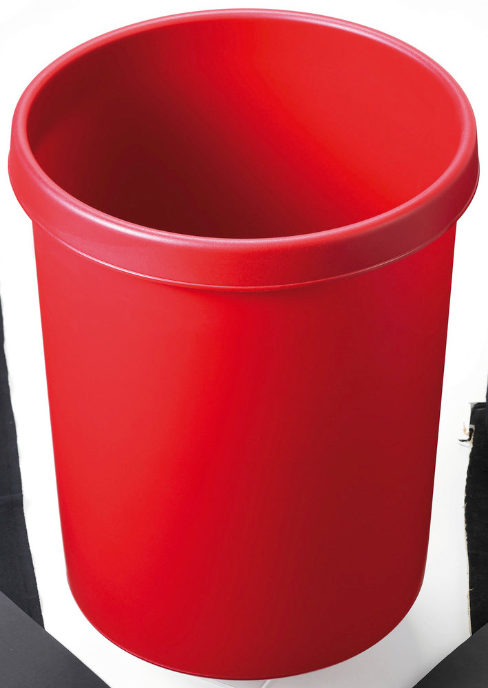 Large paper bin with edge grip, 45 litre volume, red - 1