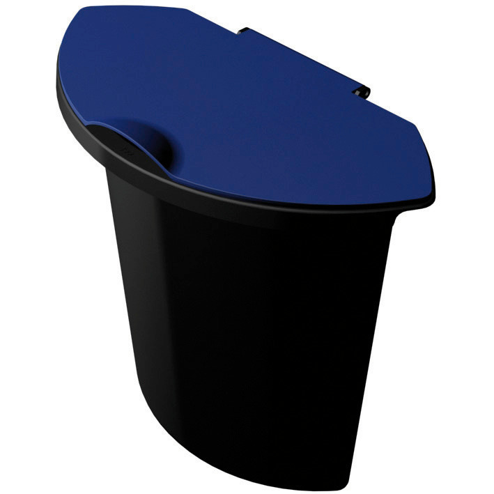 Afvalemmerinzet met deksel, voor afvalbakken van 30 en 45 liter, inhoud 6 liter, zwart/blauw