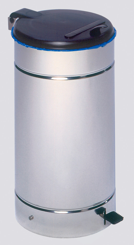Abfall- und Wertstoffbehälter mit Pedal, für 70 Liter Säcke geeignet, silber - 1