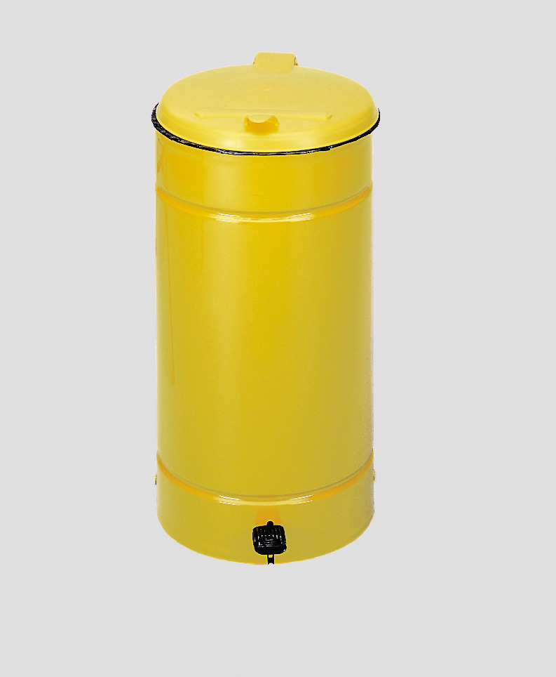 Abfall- und Wertstoffbehälter mit Pedal, für 70 Liter Säcke geeignet, gelb - 1