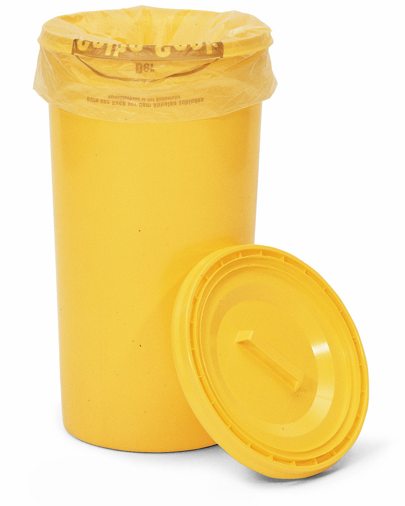 Roska-astia, polyeteeniä (PE), kannella, tilavuus 60 litraa, keltainen - 1