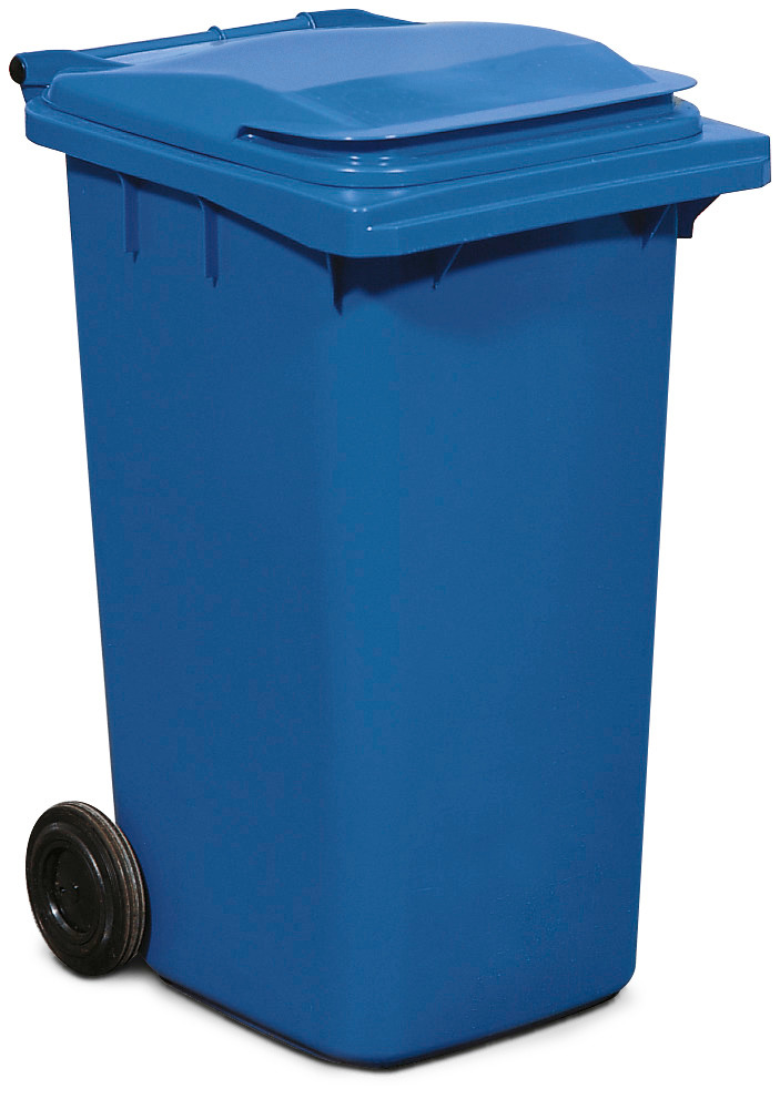 Cubo de basura con ruedas en plástico, volumen de 120 litros, azul - 1