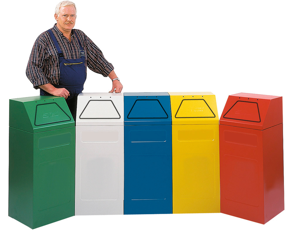 Fire retardant waste separation container AB 65-B, steel, inner bin, stationary, 65 ltre, blue - 2
