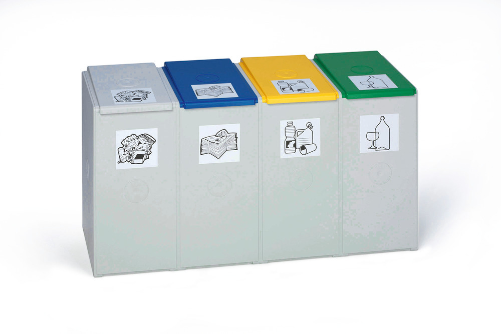 Sistema modulare per materiali riciclabili, elemento quadruplo (senza coperchio), volume 60 litri - 1