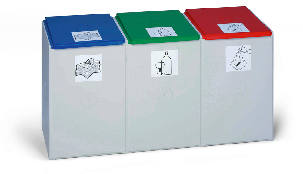 Sistema modular para materiais recicláveis, elemento de 3 unidades, volume de 60L - 1